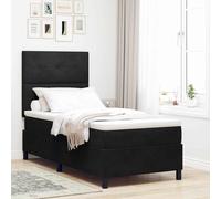 vidaXL Letto a Sorgente LED con testiera Nero 90 x 200 cm Velluto