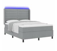 vidaXL Letto con Molle e Materasso, Luce LED Grigio Chiaro, 140 x 190 cm, Tessuto Doppio. Essenziale per Dormire, è Un Mobile Moderno per Una Camera da Letto contemporanea, con testiera Regolabile,