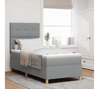 vidaXL Letto a Sorgente LED Grigio chiaro 90 x 200 cm Tessuto