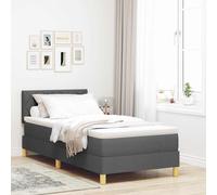 vidaXL Letto a Sorgente LED Grigio scuro 90 x 200 cm Tessuto