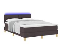 vidaXL Letto a Sorgente LED Marrone Scuro 140 x 200 cm Tessuto, Testiera Regolabile, Letto Moderno con Rete, Cornice con Luce LED, Comodo, Perfetto per Un Sonno Tranquillo