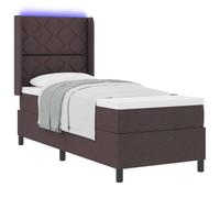 vidaXL Letto a Sorgente LED Marrone Scuro 80 x 200 cm Tessuto, Testata Regolabile, Letto a Molle Rettangolare, Telaio Moderno, Ampio Tessuto Resistente, mobili per Un Sonno Lussuoso