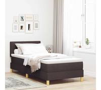 vidaXL Letto a Sorgente LED Marrone Scuro 90 x 190 cm Tessuto