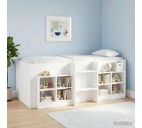 vidaXL Letto Alto per Bambini 2 pcs Bianco 193 x 96,1 x 68,5 cm, Letto a Castello per Bambini con Scala, Design Rettangolare, Soluzioni Salvaspazio per Riporre Sotto