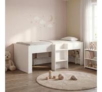 vidaXL Letto Alto per Bambini 2 pcs Bianco 80 x 200 cm, Letto a Castello per Bambini con Scala, Design Rettangolare, Soluzioni Salvaspazio per Riporre Sotto