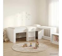vidaXL Letto alto per bambini con scrivania Bianco 90 x 190 cm, Letto Moderno, Mobile Resistente per Soluzioni di Riposo Urbano, Minimalista, Salva Spazio, Funzionale