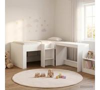 Letto alto per bambini con scrivania 2 pz Bianco
