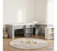 Letto alto per bambini con scrivania 2 pz Grigio Cemento
