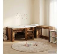 Letto alto per bambini con scrivania 2 pz Legno antico