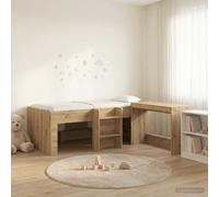 Letto alto per bambini con scrivania 2 pz Rovere Artigianale