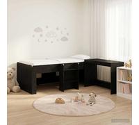 Letto alto per bambini con scrivania 2 pz Rovere Nero