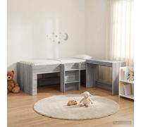 Letto alto per bambini con scrivania 2 pz Sonoma grigio