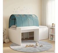 vidaXL Letto alto per bambini con scrivania Bianco e azzurro, Letto moderno, struttura stabile, base slat rettangolare, design funzionale, spazio relax, oasi minimalista