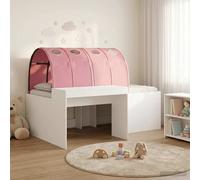 vidaXL Letto alto per bambini con scrivania Bianco e Rosa, Letto moderno, struttura stabile, base slat rettangolare, design funzionale, spazio relax, oasi minimalista
