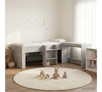 Letto alto per bambini con scrivania Grigio Cemento 75 x 190 cm
