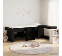Letto alto per bambini con scrivania Rovere Nero 80 x 200 cm