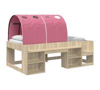 vidaXL Letto alto per bambini con storage 3 pz Rovere Sonoma e Rosa, Letto moderno elegante, design rettangolare con spazio extra, sistemazione pratica per camere minimaliste