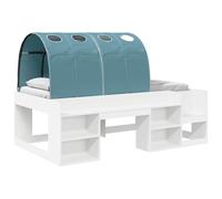 vidaXL Letto alto per bambini con storage Bianco e azzurro, Letto moderno elegante, design rettangolare con spazio extra, sistemazione pratica per camere minimaliste