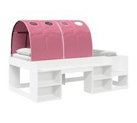 vidaXL Letto alto per bambini con storage Bianco e Rosa, Letto moderno elegante, design rettangolare con spazio extra, sistemazione pratica per camere minimaliste