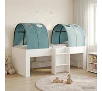 vidaXL Letto Alto per Bambini con Tunnel 3 pz Bianco e azzurro