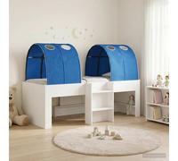 vidaXL Letto Alto per Bambini con Tunnel 3 pz Bianco e Blu