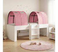 vidaXL Letto Alto per Bambini con Tunnel 3 pz Bianco e Rosa