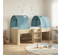 Letto Alto per Bambini con Tunnel 3 pz Rovere Sonoma e Azzurro