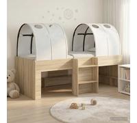 vidaXL Letto Alto per Bambini con Tunnel 3 pz Rovere Sonoma e bianco