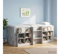 vidaXL Letto Alto per Bambini Grigio Cemento 90 x 190 cm