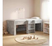 vidaXL Letto Alto per Bambini 2 pcs Grigio Cemento 90 x 200 cm, Letto a Castello per Bambini con Scala, Design Rettangolare, Soluzioni Salvaspazio per Riporre Sotto