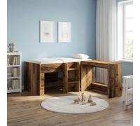 vidaXL Letto Alto per Bambini 2 pcs Legno antico 163 x 101,1 x 68,5 cm, Letto a Castello per Bambini con Scala, Design Rettangolare, Soluzioni Salvaspazio per Riporre Sotto