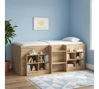 vidaXL Letto Alto per Bambini 2 pcs Rovere Artigianale, Letto a Castello per Bambini con Scala, Design Rettangolare, Soluzioni Salvaspazio per Riporre Sotto
