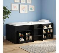 vidaXL Letto Alto per Bambini 2 pcs Rovere Nero 193 x 96,1 x 68,5 cm, Letto a Castello per Bambini con Scala, Design Rettangolare, Soluzioni Salvaspazio per Riporre Sotto