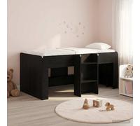 vidaXL Letto Alto per Bambini 2 pcs Rovere Nero 163 x 101,1 x 68,5 cm, Letto a Castello per Bambini con Scala, Design Rettangolare, Soluzioni Salvaspazio per Riporre Sotto