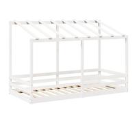 vidaXL Letto Bambini con Tetto Bianco 100x200 cm Legno Massello Pino, letto per bambini in legno, arredo per bambini, giroletto per bambini