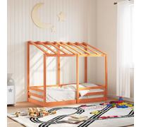vidaXL Letto Bambini con Tetto Marrone Cera 70x140 cm Massello Pino