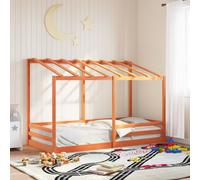 vidaXL Letto Bambini con Tetto Marrone Cera 80x200 cm Massello Pino