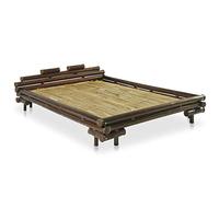 vidaXL Letto bambù 140x200 cm Marrone Scuro Rustico Telaio Struttura Giroletto