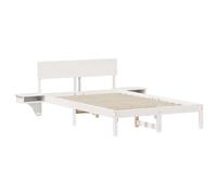 vidaXL Letto Bianco 140 x 190 cm in Legno di Pino Massello con Testiera e Tavolini Laterali, Design Moderno e Compatto per la Camera da Letto. Facile da Montare, Non Serve la Rete a Molle. Mobili da