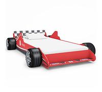 vidaXL Letto Bimbo ad Auto da Corsa con Ruote Telaio Struttura Gioco Giroletto Bambini 4+ Anni 90x200 cm Rosso in MDF Doghe in Legno
