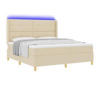 vidaXL Letto a molle con materasso con led Crema 180 x 200 cm Tessuto, Camera da letto, Setup per il sonno moderno, Soluzione letto minimalista, Tessuto, Telaio del materasso, Decorazione in polieste