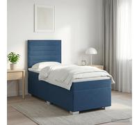 vidaXL Letto box spring con materasso Blu 100 x 200 cm Tessuto