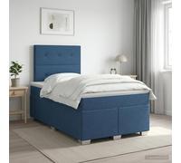vidaXL Letto box spring con materasso Blu 120 x 190 cm Tessuto