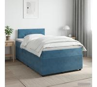 vidaXL Letto box spring con materasso Blu 120 x 190 cm Velluto