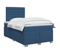 vidaXL Letto box spring con materasso Blu 120 x 200 cm Tessuto | Le gambe possono essere regolate fino a 10 cm in altezza. integrato. Strisce LED applicabili