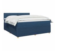 vidaXL Letto box spring con materasso Blu 160 x 200 cm Tessuto, Letto moderno, testiera regolabile, telaio imbottito, materasso medio solido, stile e comfort