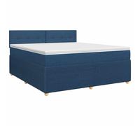 vidaXL Letto box spring con materasso Blu 160 x 200 cm Tessuto, Letto moderno, testiera regolabile, telaio imbottito, materasso medio solido, stile e comfort
