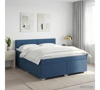vidaXL Letto box spring con materasso Blu 160 x 200 cm Tessuto