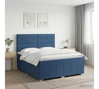 vidaXL Letto a molle con materasso con testiera, blu, 160 x 200 cm, in tessuto, per camera da letto, moderno letto a molle, schiuma regolabile, comoda soluzione per dormire, materasso isolante dai