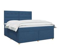 vidaXL Letto box spring con materasso Blu 160 x 200 cm Tessuto